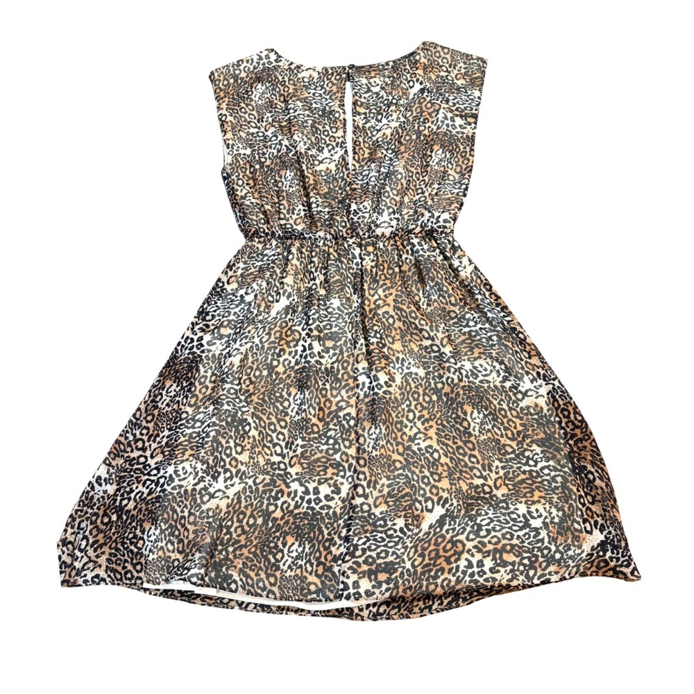Alice + Olivia Silk Leopard Animal Print Mini Dress Brown Tan Sleeveless